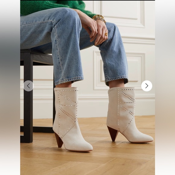Isabel Marant Deezia Studded Suede Ankle Boots off-white 7 38 - Picture 3 of 11
